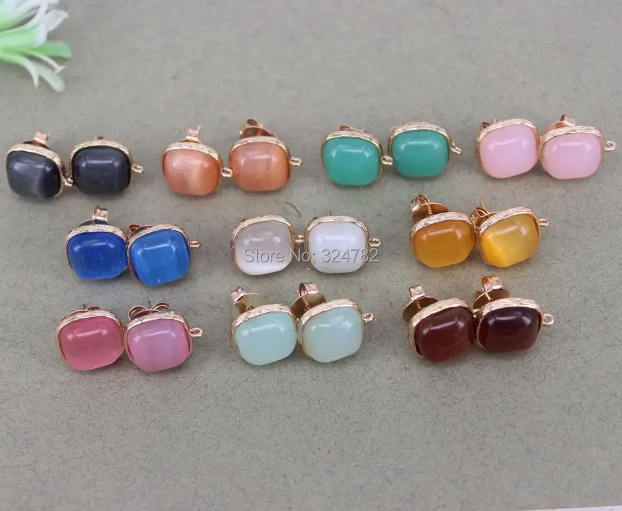 10 Pairs 14mm Square Shape cat's eye Post Earring Findings with Loop,Cat's eye Stud Earring Supplies
10 Pairs 14mm Square Shape cat's eye Post Earring Findings with Loop,Cat's eye Stud Earring Supplies