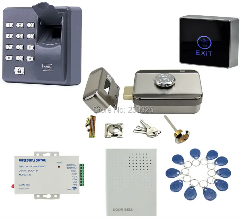 X6 Fingerprint access control RFID keypad 125KHZ Electric Control Door Lock For 12V DC Access Control System kit 20 tags
X6 Fingerprint access control RFID keypad 125KHZ Electric Control Door Lock For 12V DC Access Control System kit 20 tags