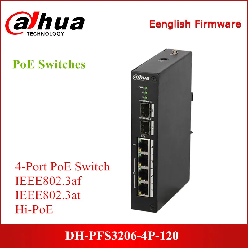 Двухслойный Неуправляемый коммутатор Dahua PoE DH-PFS3206-4P-120 4-портовый поддержка IEEE802.3af