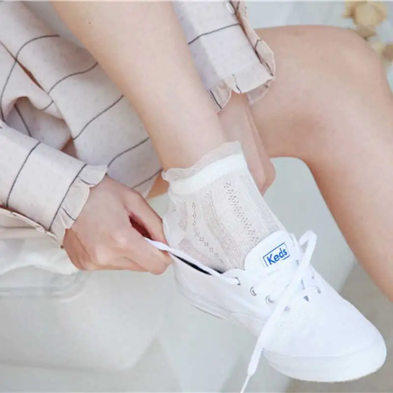 Новое поступление тонкие одноцветные носки по щиколотку в японском стиле