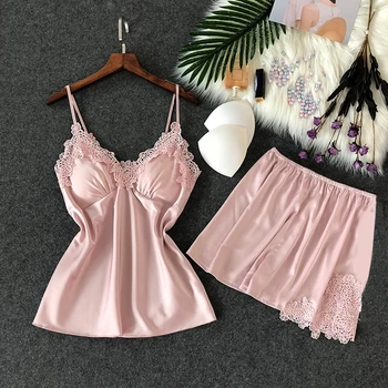 Women Pajamas Set Sexy V-neck Sleeveless Sleepwear Sling Tops Shorts Lace Pants Fashion Nightwear Set with Padded Bra Pajamas
Women Pajamas Set Sexy V-neck Sleeveless Sleepwear Sling Tops Shorts Lace Pants Fashion Nightwear Set with Padded Bra Pajamas