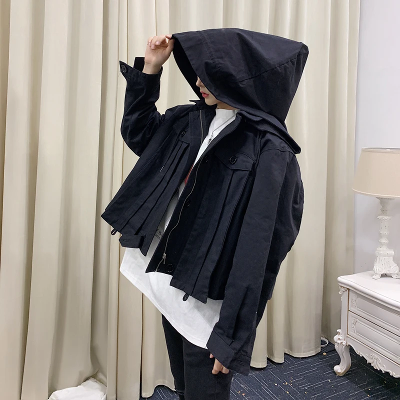 Men Oversized Hooded Short Jacket Male Streetwear Hip Hop Punk Gothic Style Loose Coat Spring Autumn Outerwear
Men Oversized Hooded Short Jacket Male Streetwear Hip Hop Punk Gothic Style Loose Coat Spring Autumn Outerwear