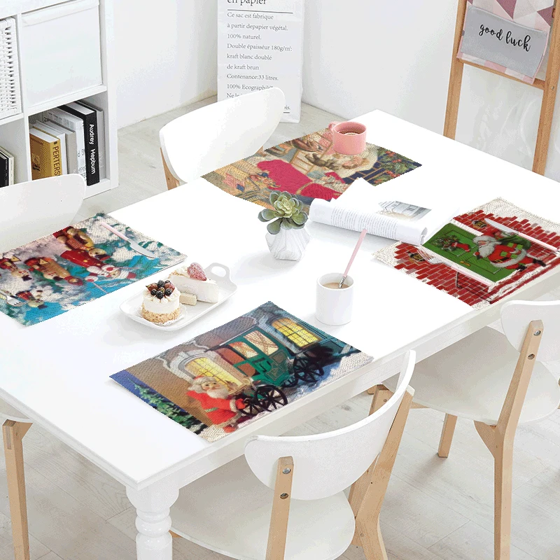 Merry Christmas Napkin Snowman Snowman Sleigh Santa Claus Pattern Linen Meal Household Tableware Cutlery Decoration Placemat
Merry Christmas Napkin Snowman Snowman Sleigh Santa Claus Pattern Linen Meal Household Tableware Cutlery Decoration Placemat