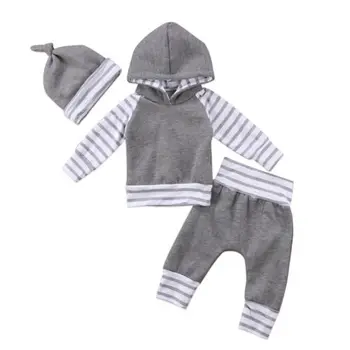 US STOCK 3PCS Infant Baby Boys Girls winter clothes long striped sleeve Hooded sweatshirt long gray Pants hat Clothes Outfits
US STOCK 3PCS Infant Baby Boys Girls winter clothes long striped sleeve Hooded sweatshirt long gray Pants hat Clothes Outfits