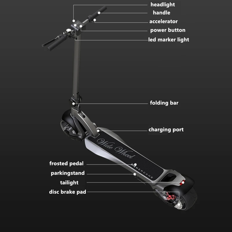 Sale New Mercane WideWheel Smart Electric Scooter Foldable Wide Wheel 48V 500W Kickscooter Two Wheel Dual Motor Skateboard 0