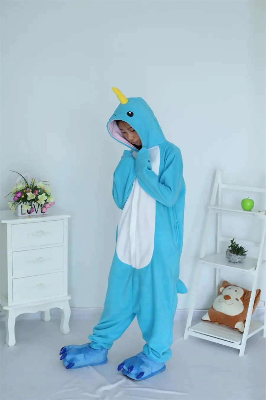 

New Adult Narwhal Pajamas Animal Cosplay Costume Sleepwear Pyjamas Unisex Onesies Cartoon Sleepsuit