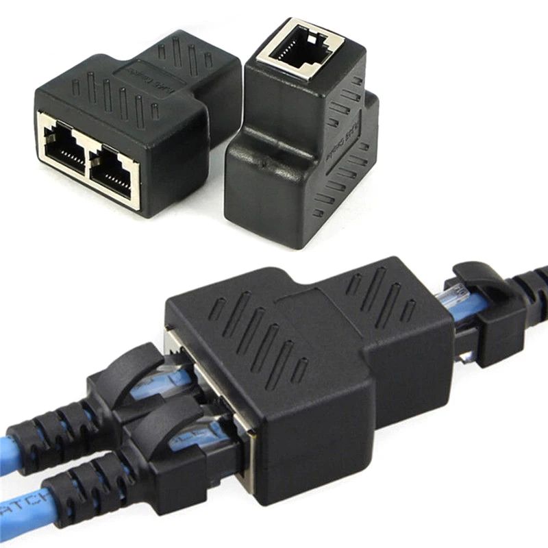 

1 To 2 Ways RJ45 Female Splitter LAN Ethernet Network Cable Double Connector Adapter Ports Coupler For Laptop Docking Stations