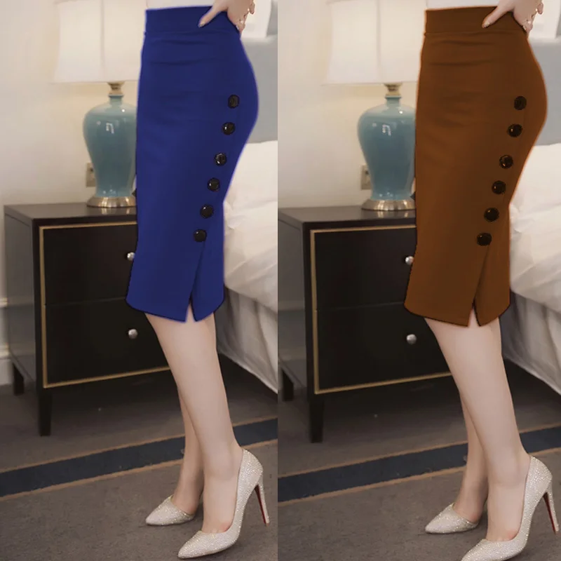 Women Elegant Slim Pencil Skirts High Waist Ladies Skirt Side Split Button Office Ladies Bodycon Fitted Skirts KH856258
Women Elegant Slim Pencil Skirts High Waist Ladies Skirt Side Split Button Office Ladies Bodycon Fitted Skirts KH856258