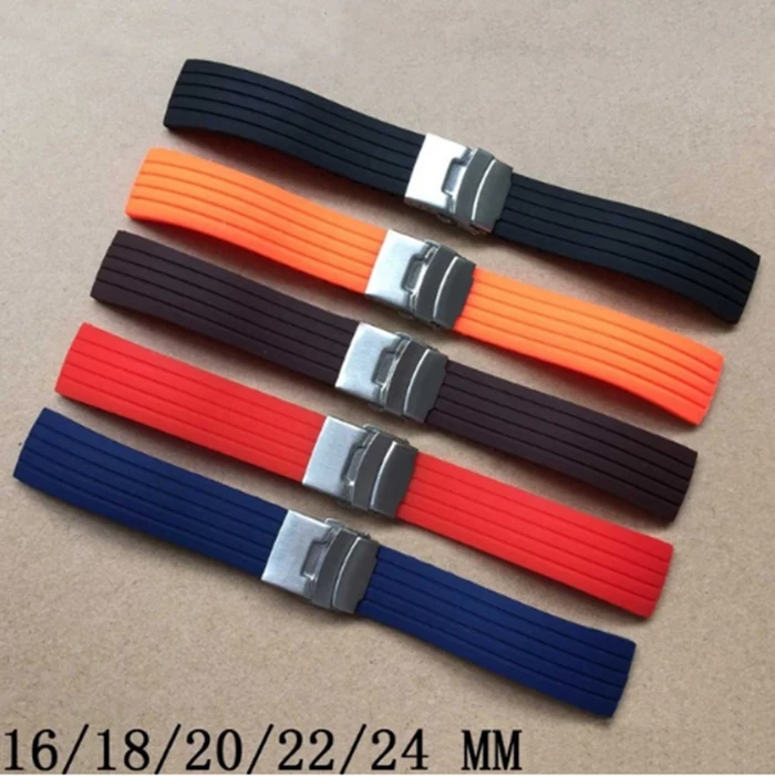Silicone Rubber 16mm 18mm 20mm 22mm 24mm Watch Strap Band Deployment Buckle Waterproof Watchband with Stainless Steel Buckle
Silicone Rubber 16mm 18mm 20mm 22mm 24mm Watch Strap Band Deployment Buckle Waterproof Watchband with Stainless Steel Buckle