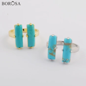 BOROSA 5PCS Gild/Silver Color Rectangle Double Natural Turquoises Ring Stylish Gems Size 7~7.5 Unadjustable Rings ZG0415
BOROSA 5PCS Gild/Silver Color Rectangle Double Natural Turquoises Ring Stylish Gems Size 7~7.5 Unadjustable Rings ZG0415