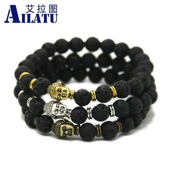 Ailatu Wholesale 10 Pieces/lot Hot Sale Jewelry Black Lava Energy Stone Beads Buddhist Buddha Bracelets for Men Gift
Ailatu Wholesale 10 Pieces/lot Hot Sale Jewelry Black Lava Energy Stone Beads Buddhist Buddha Bracelets for Men Gift