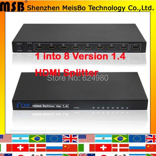 TOP Speed 1 to 8 HDMI splitter 1080p 8 ports output 1.4v 3D HDMI Swicth 1*8 Audio and Video HDMI HD Divider
TOP Speed 1 to 8 HDMI splitter 1080p 8 ports output 1.4v 3D HDMI Swicth 1*8 Audio and Video HDMI HD Divider