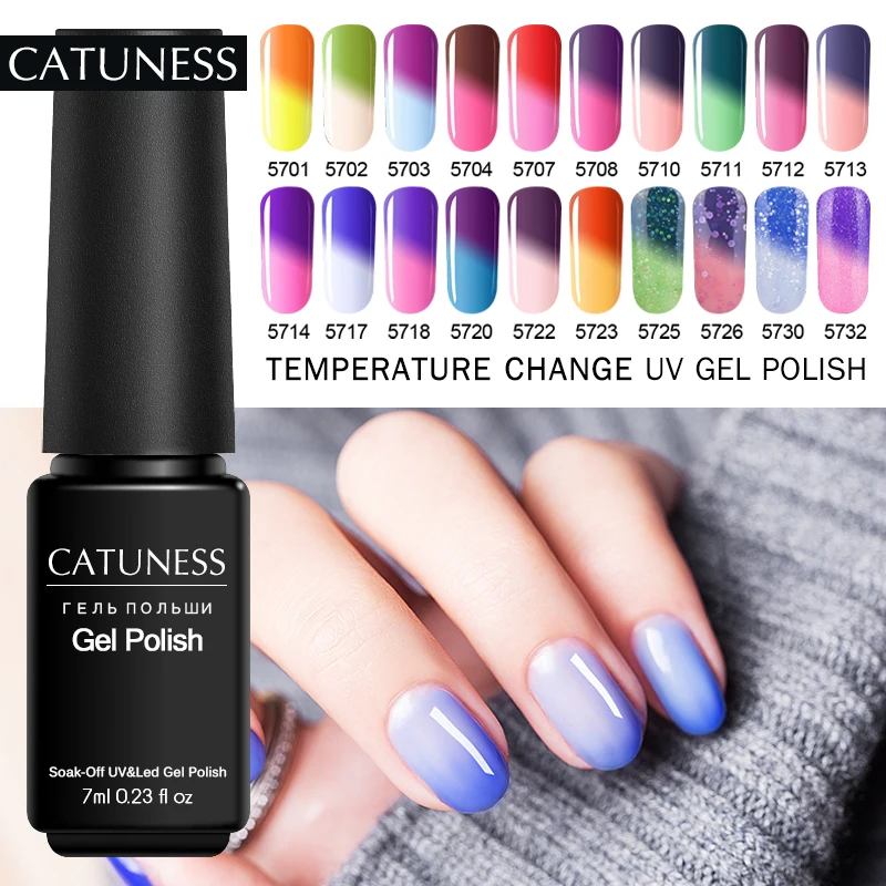 CATUNESS Semi Permanent Thermal Chameleon Nail Polish Temperature Change Color 7ML UV Lamp Bling Enamel Hybrid Gel Varnish
CATUNESS Semi Permanent Thermal Chameleon Nail Polish Temperature Change Color 7ML UV Lamp Bling Enamel Hybrid Gel Varnish