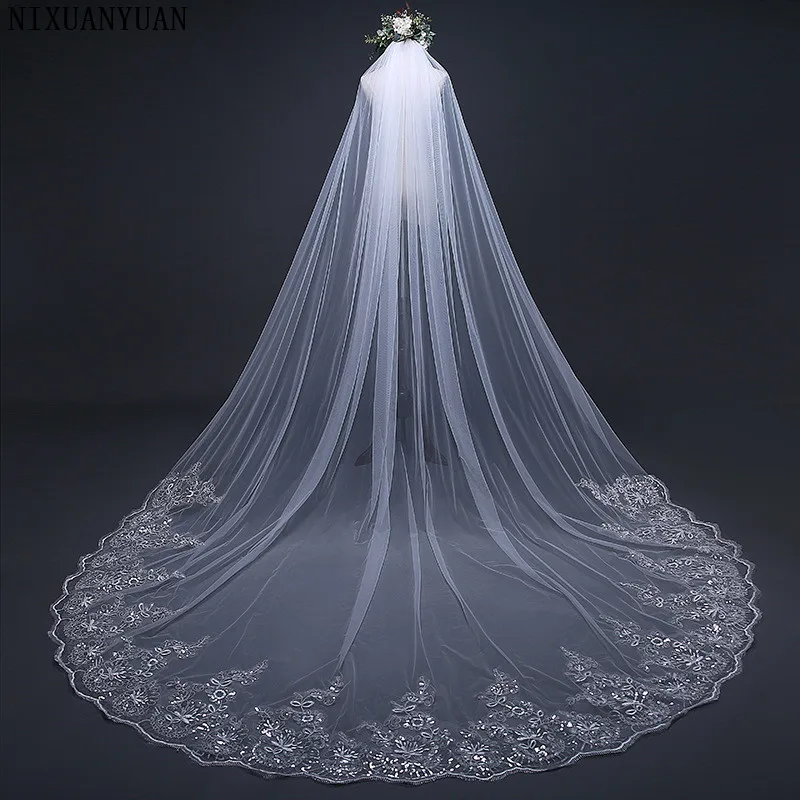 White/Ivory 3M Cathedral Length Lace Edge Bridal Head Veil With Comb Long Wedding Veil Accessories velos de novia
White/Ivory 3M Cathedral Length Lace Edge Bridal Head Veil With Comb Long Wedding Veil Accessories velos de novia