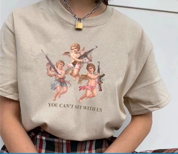 Fashionshow-JF You Cant Sit with Us Gun Angel Printed Cute Angel Kiss Painting Women Tumblr Fashion Cute T-Shirt
Fashionshow-JF You Cant Sit with Us Gun Angel Printed Cute Angel Kiss Painting Women Tumblr Fashion Cute T-Shirt