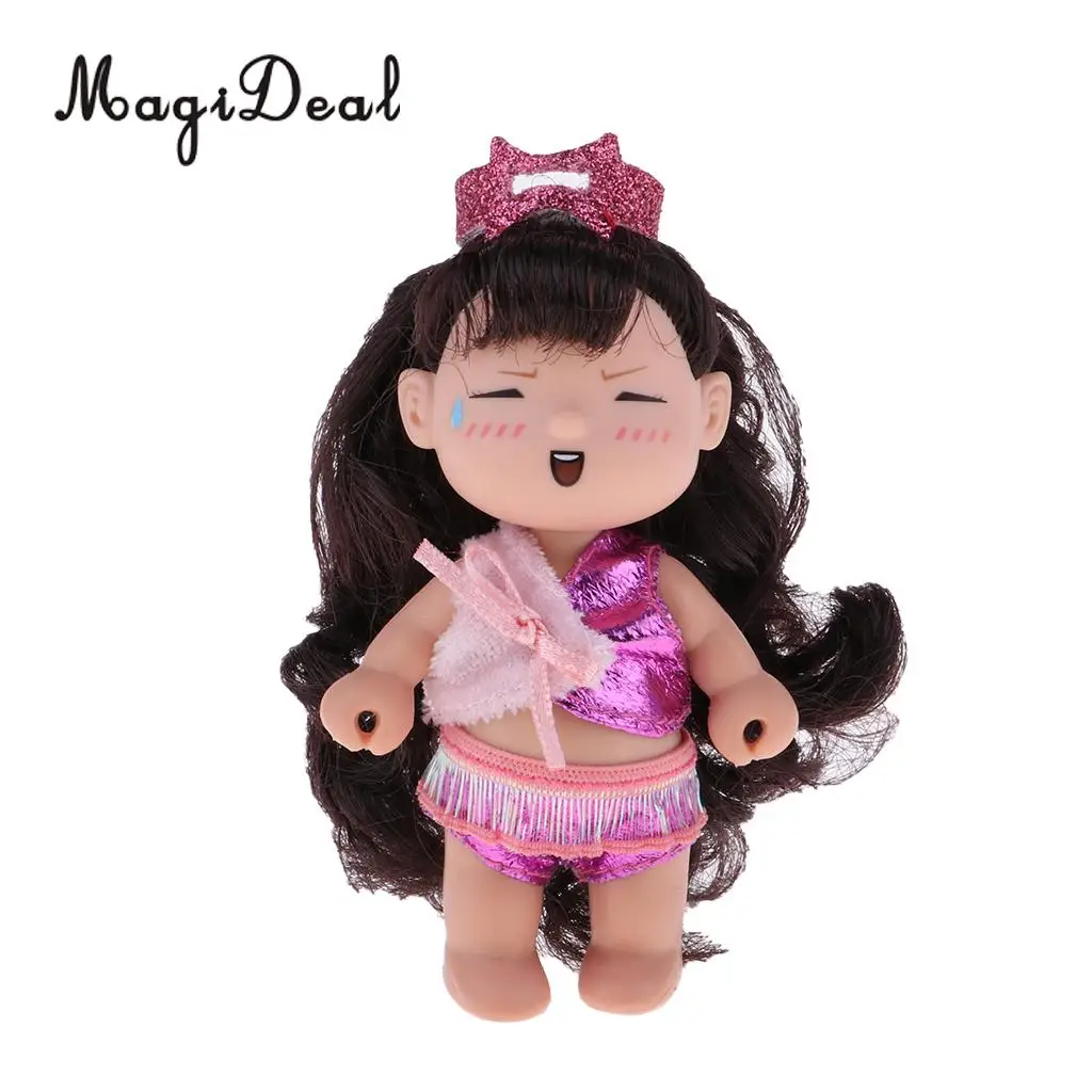4inch Height Dollhouse Miniature Dolls Figures Soft Plastic Mini Forest Princess Doll Cute Keychain Keyring Pendant Baby Doll