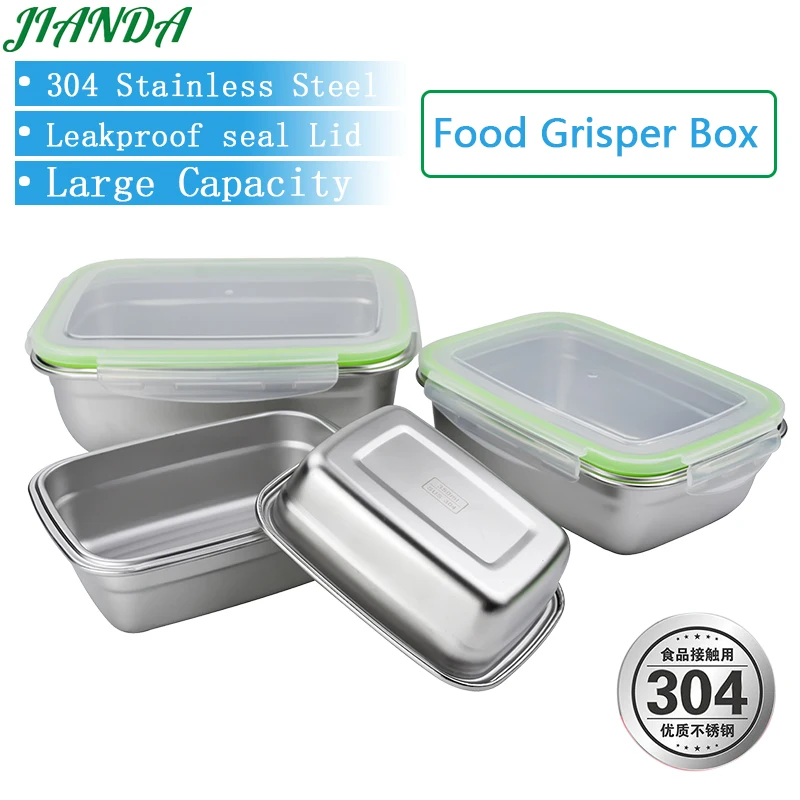 304 Stainless steel food grisper box food storage container lunch box rectangle Tableware with leakproof sealed lid Good quality
304 Stainless steel food grisper box food storage container lunch box rectangle Tableware with leakproof sealed lid Good quality