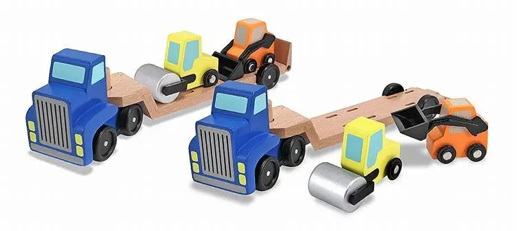 Wooden Low Loader Truck Cars Vehicles Play Learning Educational Preschool Training For Children