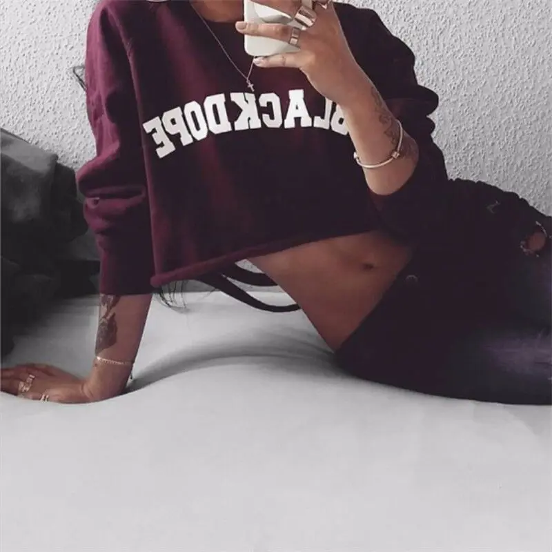 BKLD 2018 New Spring Women Back personality hole round - necked long - sleeved printed letters hooide Belly Crop Sexy Ladies
BKLD 2018 New Spring Women Back personality hole round - necked long - sleeved printed letters hooide Belly Crop Sexy Ladies