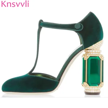 Knsvvli T belt crystal high heel shoes woman gemstone heel buckle banquet shoes women pumps green wine red velvet zapatos mujer
Knsvvli T belt crystal high heel shoes woman gemstone heel buckle banquet shoes women pumps green wine red velvet zapatos mujer