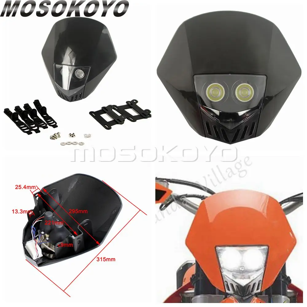 Motocross Dirt Bike Offroad Enduro LED Headlight Universal Motorcycle Headlamp Mask For Honda Yamaha Suzuki KTM CRF WRF DR
Motocross Dirt Bike Offroad Enduro LED Headlight Universal Motorcycle Headlamp Mask For Honda Yamaha Suzuki KTM CRF WRF DR