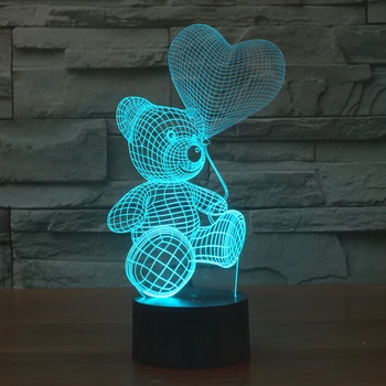 Cute 3D Teddy Bear Mood Lamp 7colors changing Love Heart balloon Visual Night light Toy Bear for Children Valentine's gift
Cute 3D Teddy Bear Mood Lamp 7colors changing Love Heart balloon Visual Night light Toy Bear for Children Valentine's gift