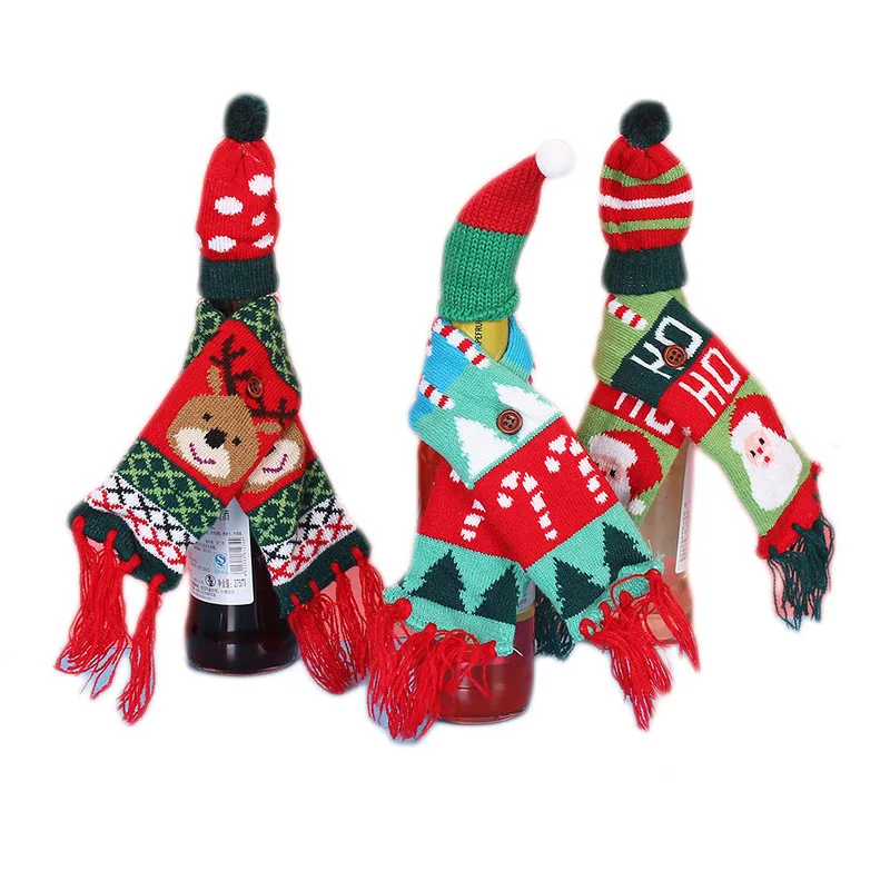 1 Set Santa Claus Champagne Wine Bottle Knitting Hats Scarf New Year Family Party Table Decor Christmas Decorations For Home
1 Set Santa Claus Champagne Wine Bottle Knitting Hats Scarf New Year Family Party Table Decor Christmas Decorations For Home