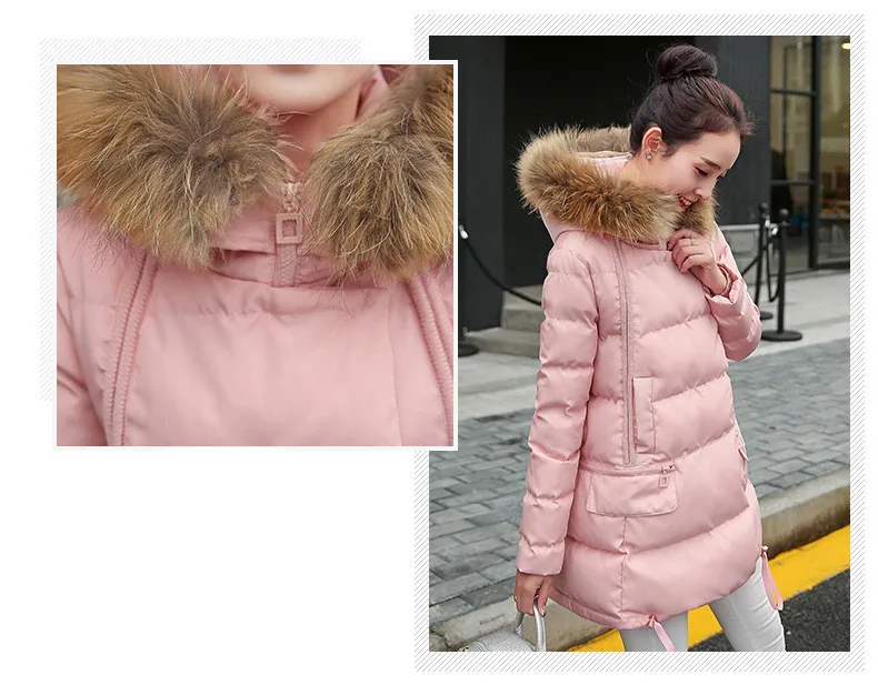 Woman Jacket Winter Parka Pink Coats Padded Long Winter Coat Women Hooded Long Jackets 2018 Korean Ladies Clothing LZ985 (15)