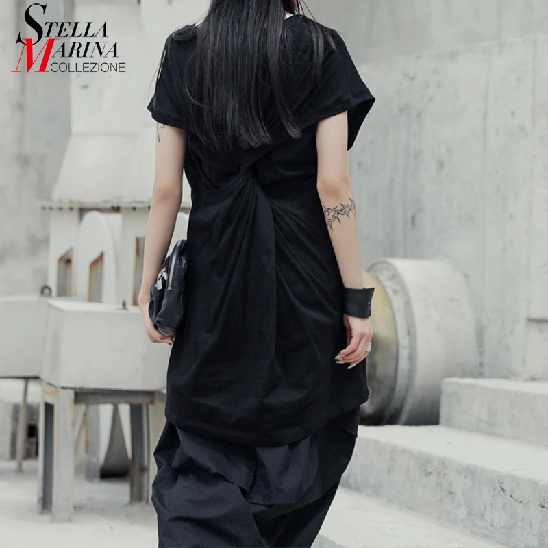 2019 Korean Style Solid Black Women Hipster Long Summer Tee Top Draped Back Lady Unique Streestwear T-shirts S M L Femme J053
2019 Korean Style Solid Black Women Hipster Long Summer Tee Top Draped Back Lady Unique Streestwear T-shirts S M L Femme J053