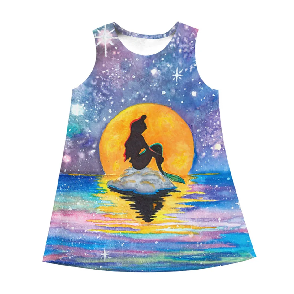 2019 Summer Kids 3D Unicorn Little Mermaid Flower Rose Star Moon Printing Girls A-line Dress Loose Children's Princess Dresses
2019 Summer Kids 3D Unicorn Little Mermaid Flower Rose Star Moon Printing Girls A-line Dress Loose Children's Princess Dresses