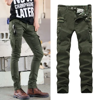 Men fashion pleated cargo jeans with multi pockets mens casual slim fit motorcycle biker jeans high quality denim pants for male 
Men fashion pleated cargo jeans with multi pockets mens casual slim fit motorcycle biker jeans high quality denim pants for male