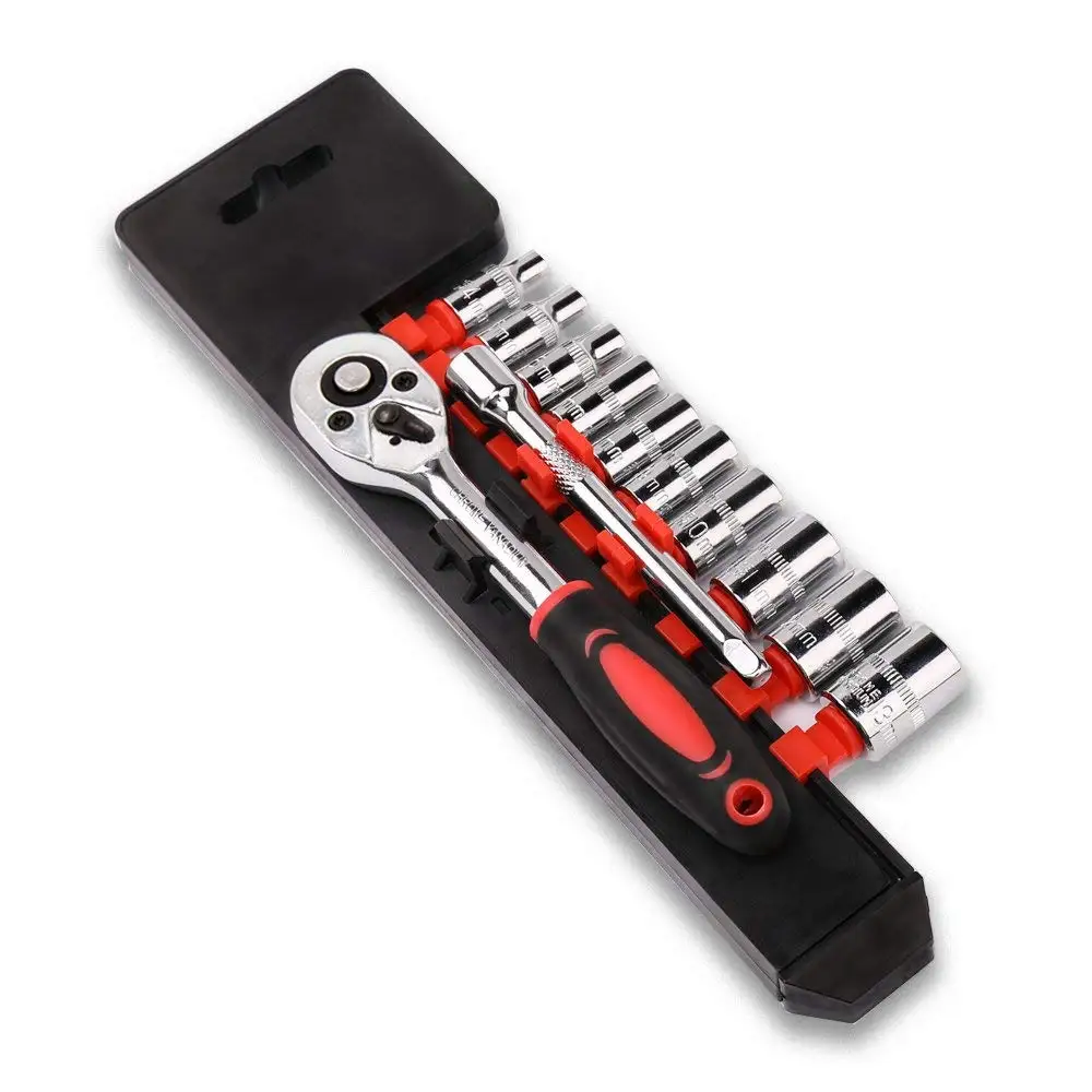 Ratchet Socket Wrench Set 12pcs 1/4-Inch Car Repair Tool Extension Rod Combo Tools Kit
Ratchet Socket Wrench Set 12pcs 1/4-Inch Car Repair Tool Extension Rod Combo Tools Kit