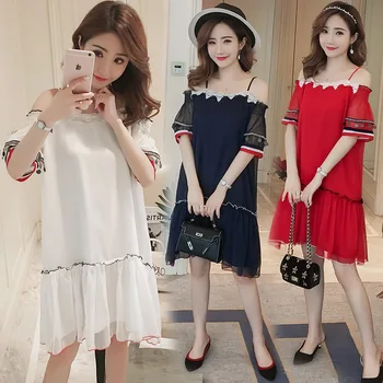 New pregnant women's collar sling chiffon dress Korean fashion summer spinning pregnancy skirt
New pregnant women's collar sling chiffon dress Korean fashion summer spinning pregnancy skirt