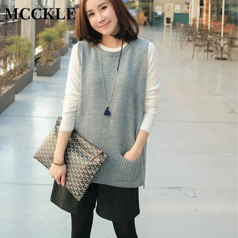 MCCKLE Women Cashmere Knitting Vest 2018 Autumn Loose Solid Sleeveless Wool Sweater Female Casual Button Pockets Knit Waistcoat
MCCKLE Women Cashmere Knitting Vest 2018 Autumn Loose Solid Sleeveless Wool Sweater Female Casual Button Pockets Knit Waistcoat