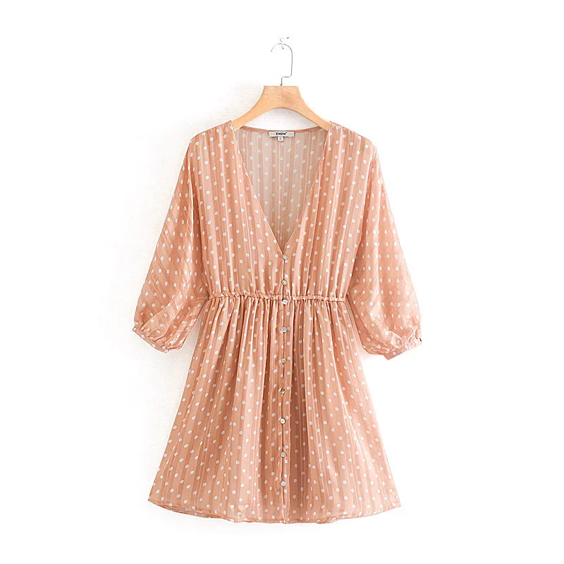 QZ893 New Fashion Women V Neck Elastic Waist Dot Print Patchwork Dress Chiffon Chic Vestidos
QZ893 New Fashion Women V Neck Elastic Waist Dot Print Patchwork Dress Chiffon Chic Vestidos