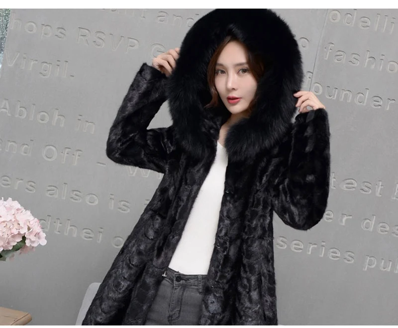 100% genuine natural mink fur coat with hoody long (12)
