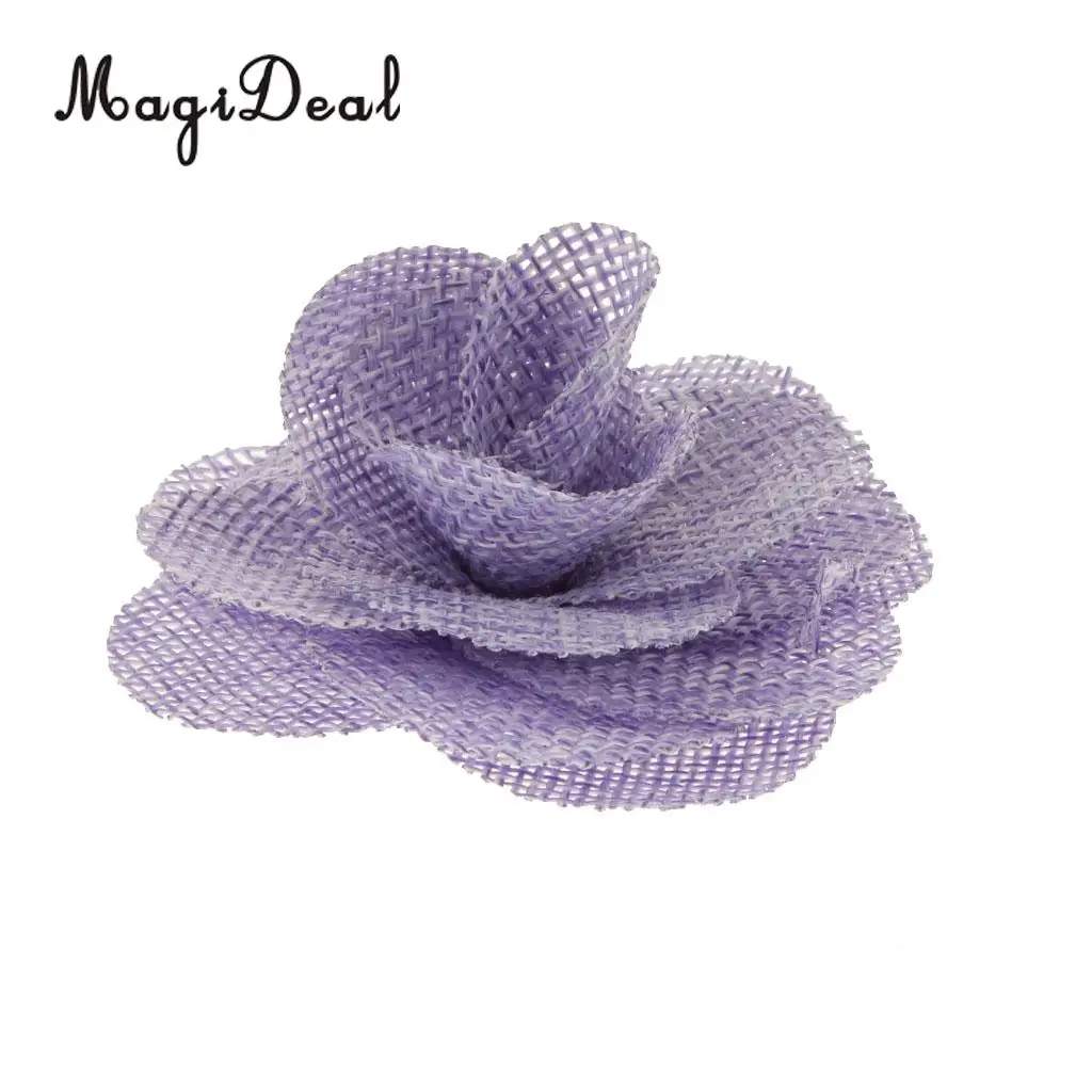 MagiDeal 10pcs/Lot 6.5cm Rustic Flower Rose Wedding Burlap Hessian Jute Vintage Decor Bride Bridegroom Corsage Wedding Supplies