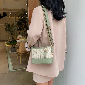 Straw Handbags Leather Fashion Women' Bag Chain Weave Floral Ladies Straw Shoulder Bag Zipper Casual Travel Summer Beach Purse
Straw Handbags Leather Fashion Women' Bag Chain Weave Floral Ladies Straw Shoulder Bag Zipper Casual Travel Summer Beach Purse