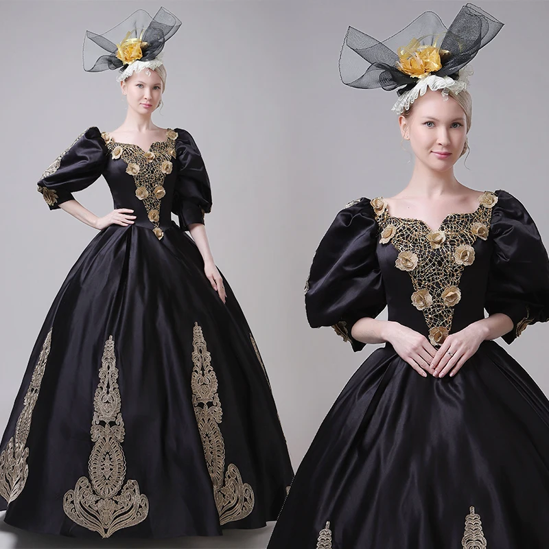 19th Century Rococo Historic Ball Gown Black Victorian Period Dress Masquerade Ball Dress Theatre Dresses
19th Century Rococo Historic Ball Gown Black Victorian Period Dress Masquerade Ball Dress Theatre Dresses