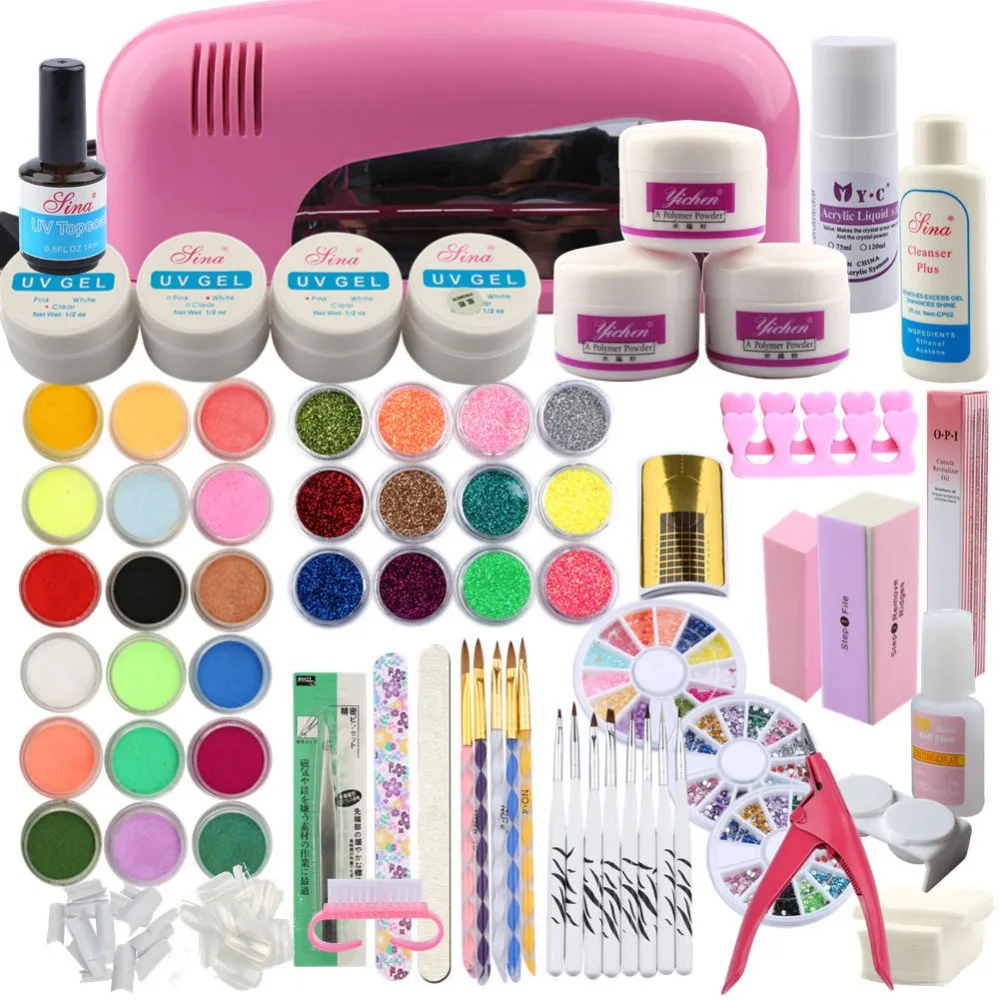 Acrylic Nail Kit 9W Lamp For Nail Art Set Tools Manicure Sets 30Pcs Glitter Powder Nails Brushes Nail Extension Kit UV Gel Set
Acrylic Nail Kit 9W Lamp For Nail Art Set Tools Manicure Sets 30Pcs Glitter Powder Nails Brushes Nail Extension Kit UV Gel Set