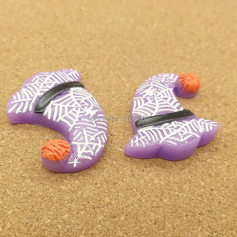 1pcs/lot resin flat back Halloween purple spider hat 27mm Cabochons Hair Bow Center DIY Christmas decration C118-8