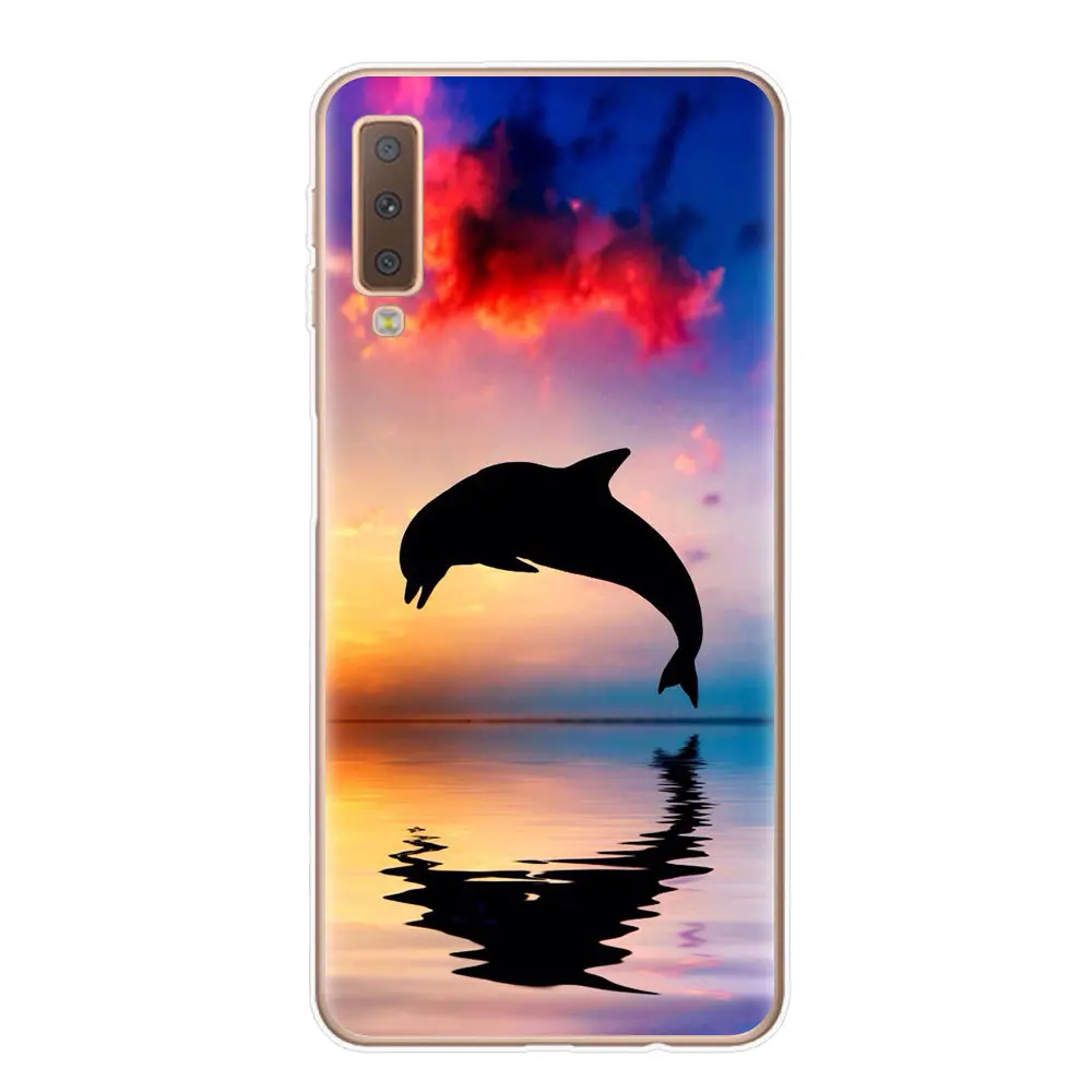 FUNNYRUI Summer Beach Pattern Soft Silicone Phone Case For Coque Samsung Galaxy A7 2018 A750 A750F 6.0 inch Soft Silicone Cover