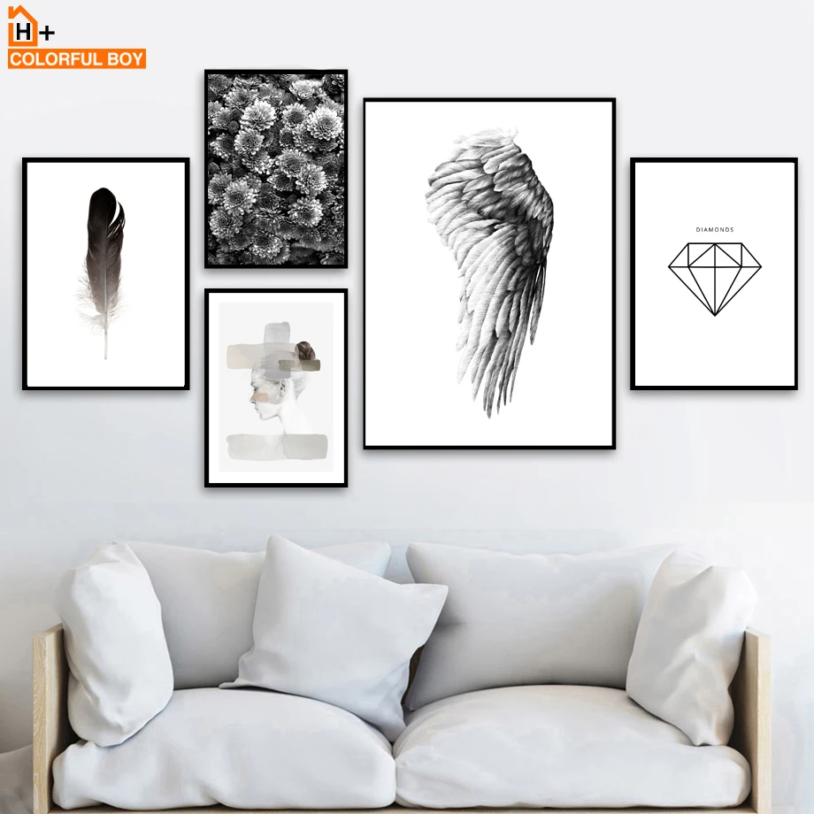 COLORFULBOY Wing Flower Wall Art Print Paintings Black White Nordic Posters And Prints Wall Pictures For Living Room Decoration
COLORFULBOY Wing Flower Wall Art Print Paintings Black White Nordic Posters And Prints Wall Pictures For Living Room Decoration