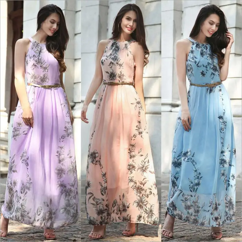 Women Fashion Chiffon Dress Elegant Long Dresses Holiday Beach Dress Explosion Print Dress
Women Fashion Chiffon Dress Elegant Long Dresses Holiday Beach Dress Explosion Print Dress
