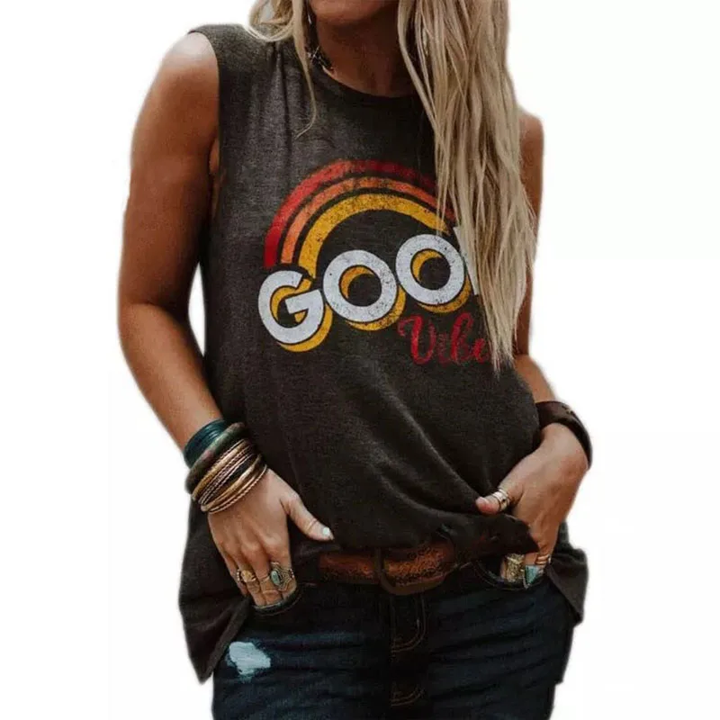 2019 Brand T Shirt Women Summer Sexy Sleeveless O-Neck Casual Loose T-shirt Fashion Good Vibes Letter Print Ladies Tops&Tees
2019 Brand T Shirt Women Summer Sexy Sleeveless O-Neck Casual Loose T-shirt Fashion Good Vibes Letter Print Ladies Tops&Tees