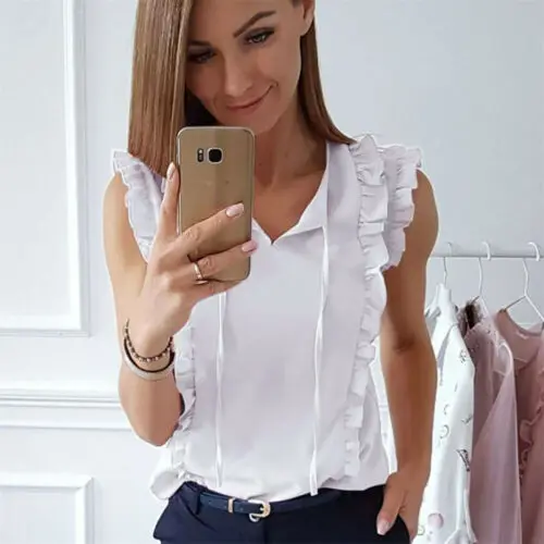 2019 Womens Ruffles Sleeveless Vest Summer Ladies Tank Top Casual Tanks Solid Color Tops White Tee Woman Clothes Streetwear S-XL
2019 Womens Ruffles Sleeveless Vest Summer Ladies Tank Top Casual Tanks Solid Color Tops White Tee Woman Clothes Streetwear S-XL