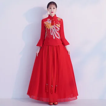 Classic Mandarin Collar Lady Cheongsam Elegant Red Women Bride Wedding Party Dresses Embroidery Flower Novelty Qipao S-22-1
Classic Mandarin Collar Lady Cheongsam Elegant Red Women Bride Wedding Party Dresses Embroidery Flower Novelty Qipao S-22-1