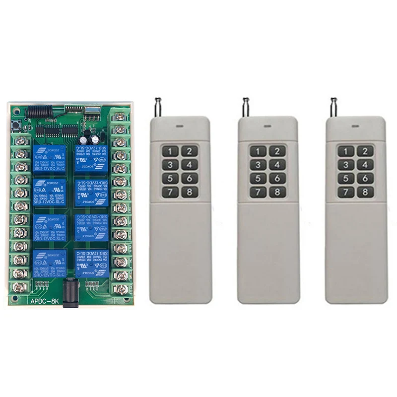 3000m DC 12V 24V 8CH 8 CH Wireless Remote Control LED Light Switch Relay Output Radio RF Transmitter And 315/433 MHz Receiver
3000m DC 12V 24V 8CH 8 CH Wireless Remote Control LED Light Switch Relay Output Radio RF Transmitter And 315/433 MHz Receiver