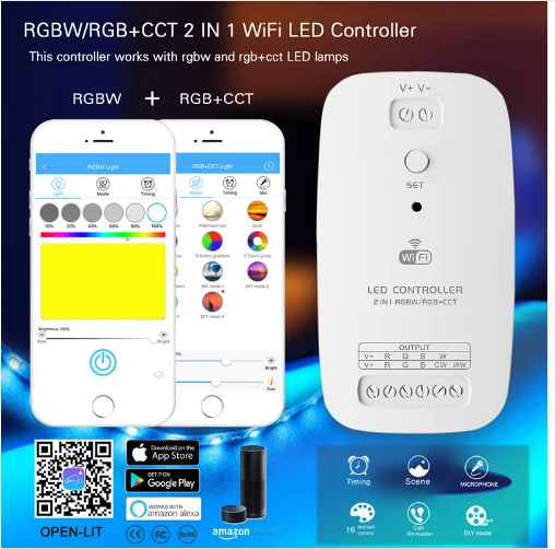 RGBW RGB + CCT 2 в 1 умный светодиодный Wi Fi контроллер светильник совместимый с Alexa Assistant