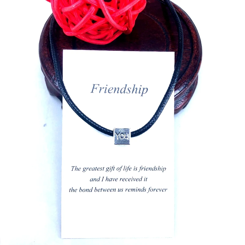 2019 New Black Leather Chain Necklace Women Note I Love You Charm Choker for Men Jewelry Gift free Friendship Card X020
2019 New Black Leather Chain Necklace Women Note I Love You Charm Choker for Men Jewelry Gift free Friendship Card X020